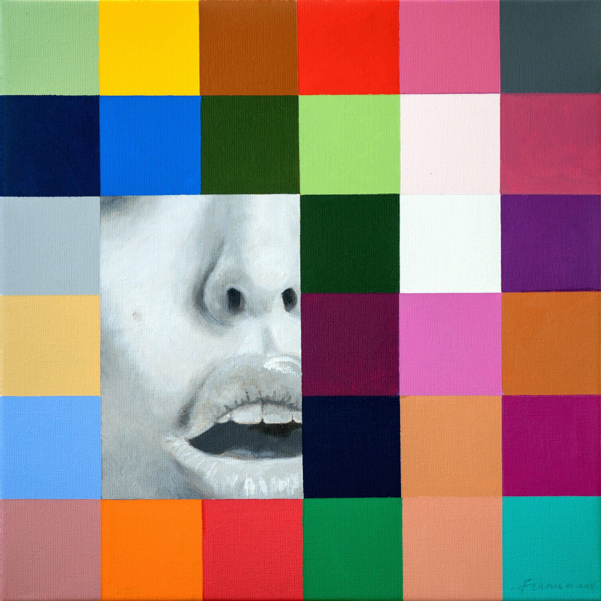 Bella, 2020, Öl/Acryl auf Leinwand/Keilrahmen. H40 x B40 x T2cm