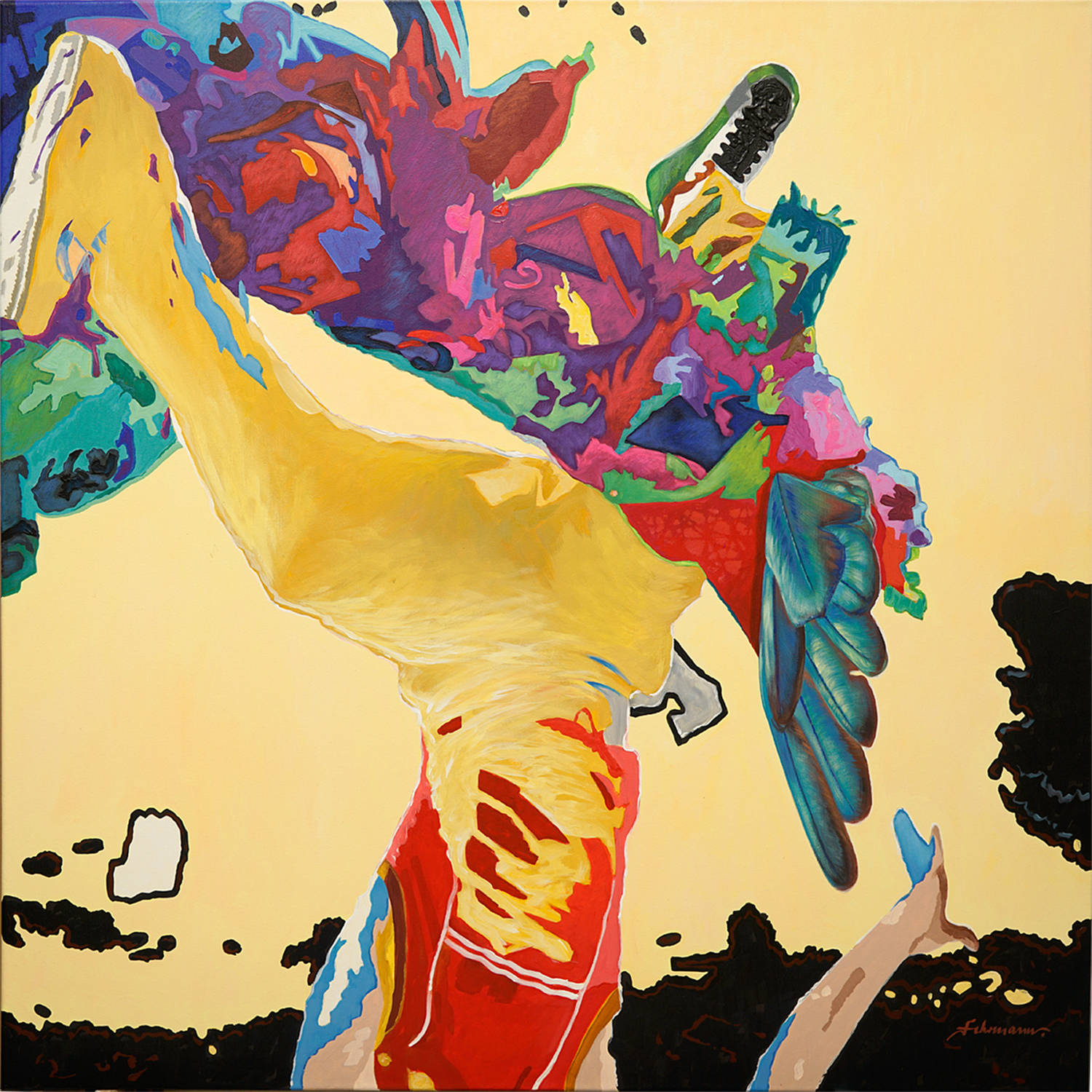 Ikarus, 2015, Acryl auf Leinwand/Keilrahmen. H100 x B100 x T4cm