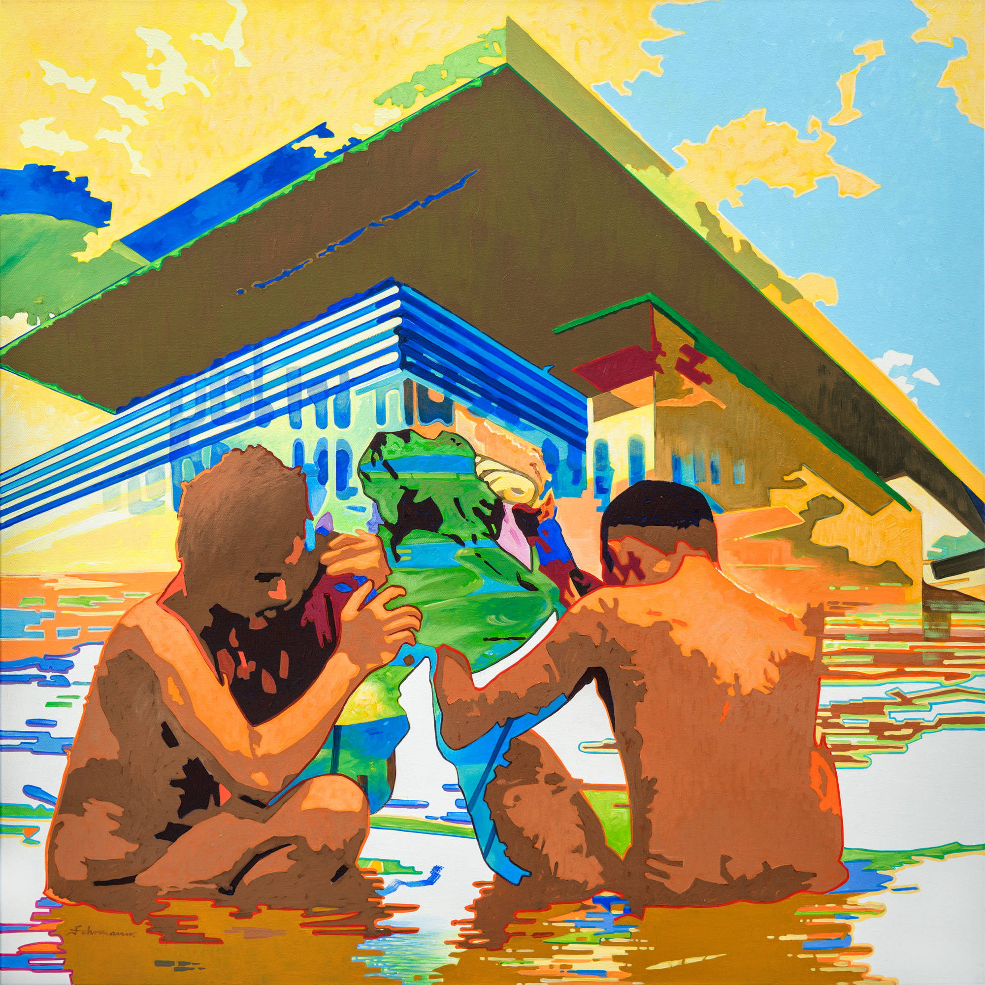 Unknown territory, 2015, Acryl auf Leinwand/Keilrahmen. H100 x B100 x T4cm