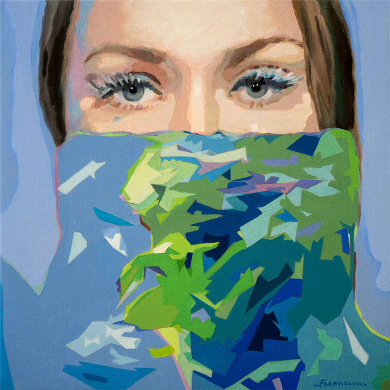 Protected, 2020, Öl auf Leinwand/Keilrahmen. H40 x B40 x T2cm