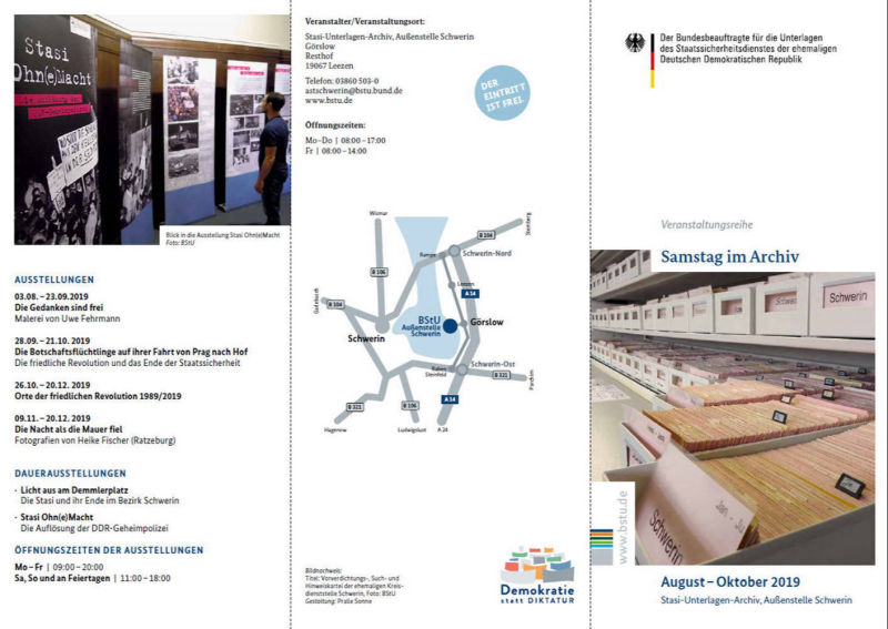 Bildungszentrum BStU -Außenstelle Schwerin, Einladung