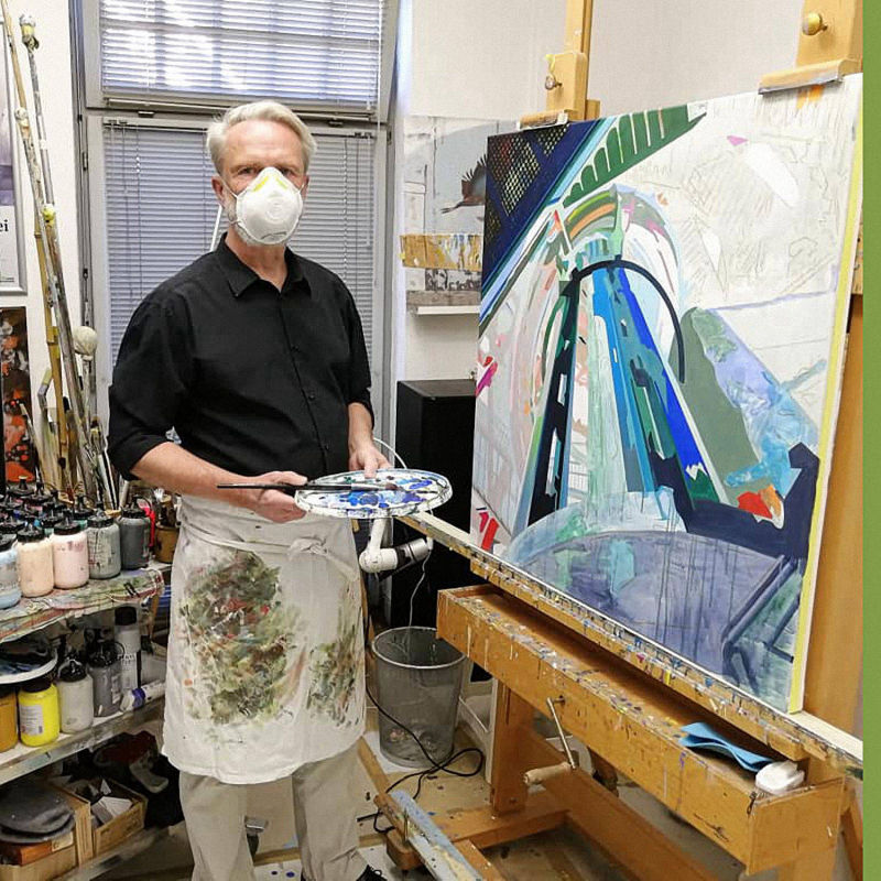 Künstler Uwe Fehrmann zu Corona-Zeiten in seinem Atelier
