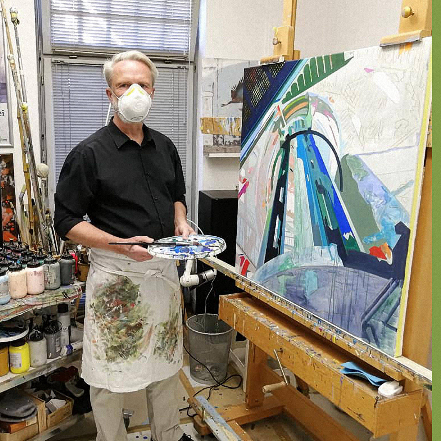 Künstler Uwe Fehrmann zu Corona-Zeiten in seinem Atelier