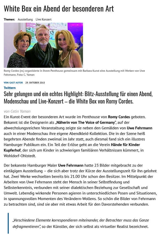 2015 | WHITE BOX | Einzelausstellung Uwe Fehrmann